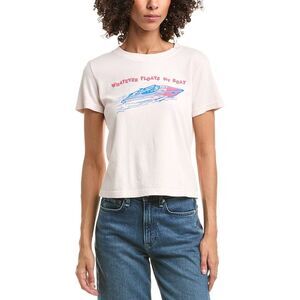 Askk Ny Womens  Classic Printed T-Shirt, Tan